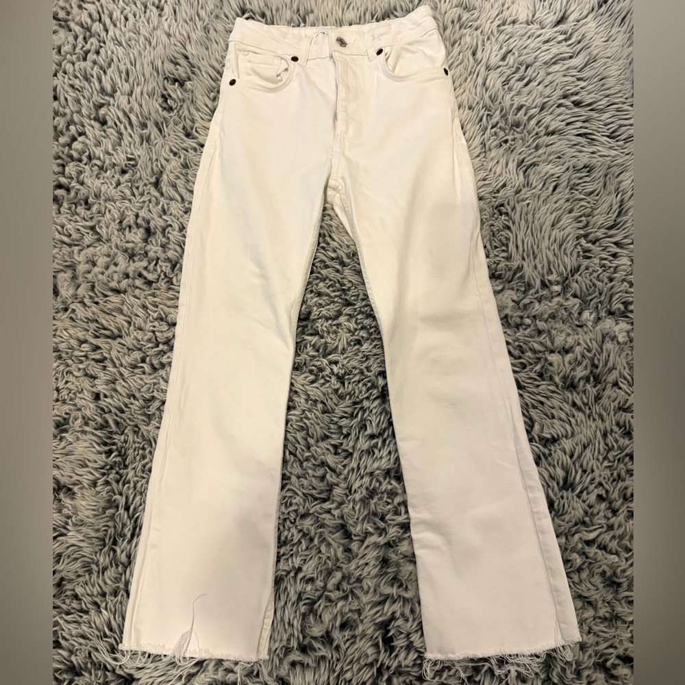 Zara Women's Cream Flare Jeans